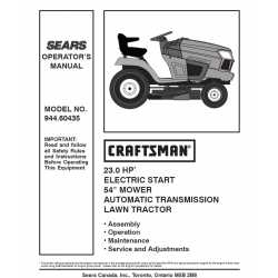 Craftsman Tractor Parts Manual 944.60435