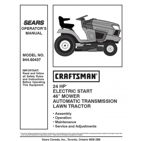 Craftsman Tractor Parts Manual 944.60437