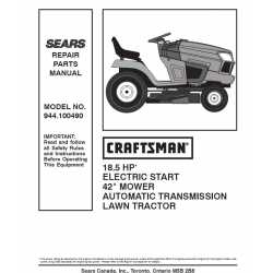 Manuel de pièces tracteur Craftsman 944.100490