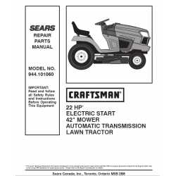 Manuel de pièces tracteur Craftsman 944.601060