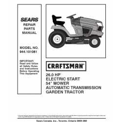 Manuel de pièces tracteur Craftsman 944.601081