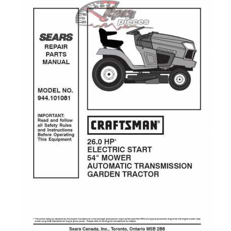 Craftsman Tractor Parts Manual 944.601081