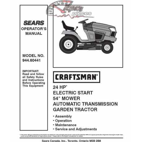 Craftsman Tractor Parts Manual 944.60441