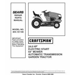 Manuel de pièces tracteur Craftsman 944.101100