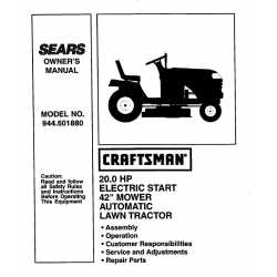 Craftsman Tractor Parts Manual 944.601880