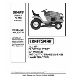 Manuel de pièces tracteur Craftsman 944.604230