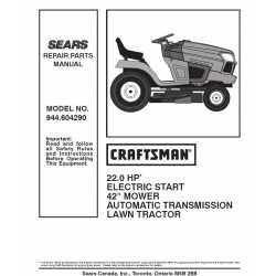 Craftsman Tractor Parts Manual 944.604290