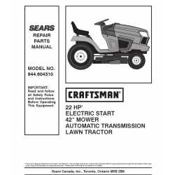 Manuel de pièces tracteur Craftsman 944.604310