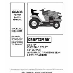 Manuel de pièces tracteur Craftsman 944.604350