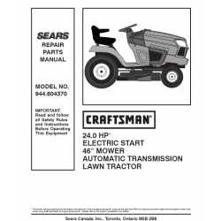 Manuel de pièces tracteur Craftsman 944.604370