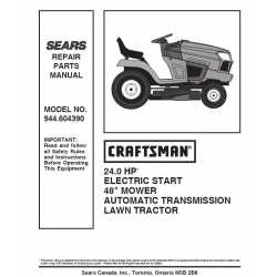 Manuel de pièces tracteur Craftsman 944.604390