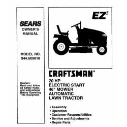 Craftsman Tractor Parts Manual 944.609810