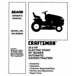 Craftsman Tractor Parts Manual 944.609940