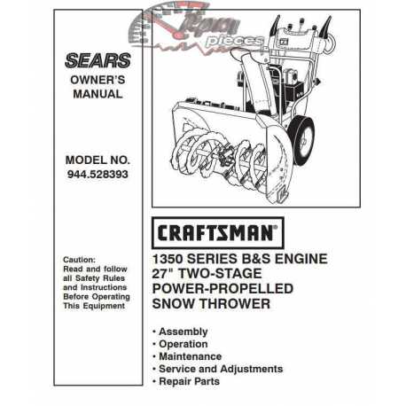 Craftsman snowblower Parts Manual 944.528393