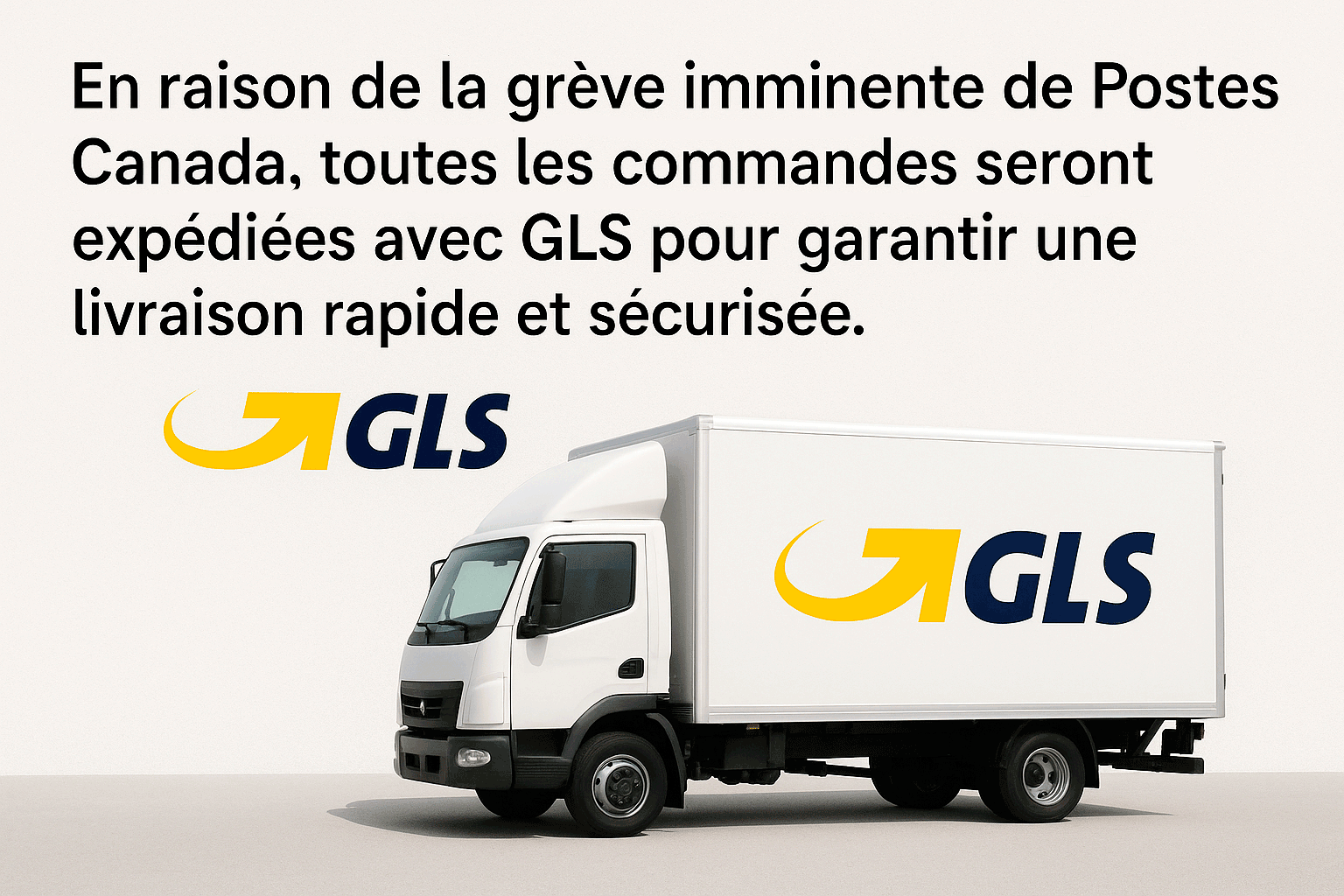Annonce livraison GLS pendant la grève Postes Canada
